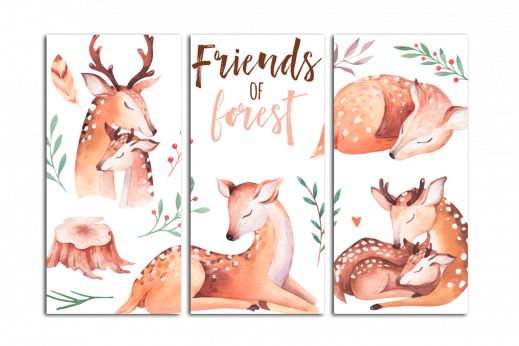 Модульная картина Лесные друзья